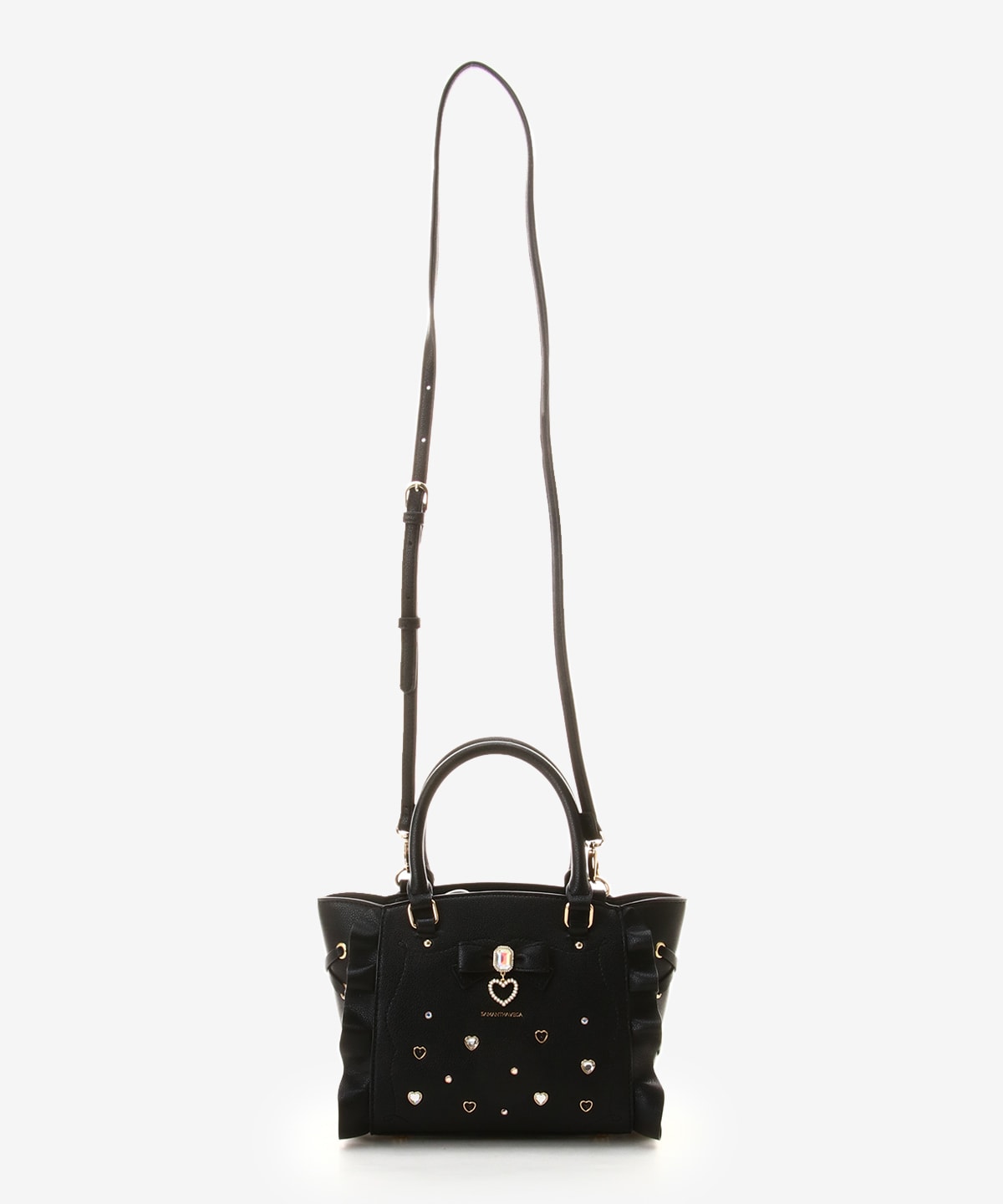 SAMANTHAVEGA Side Lace-Up Ribbon Bijou Mini Flutter Bag | 2-Way Elegant Shoulder & Handbag