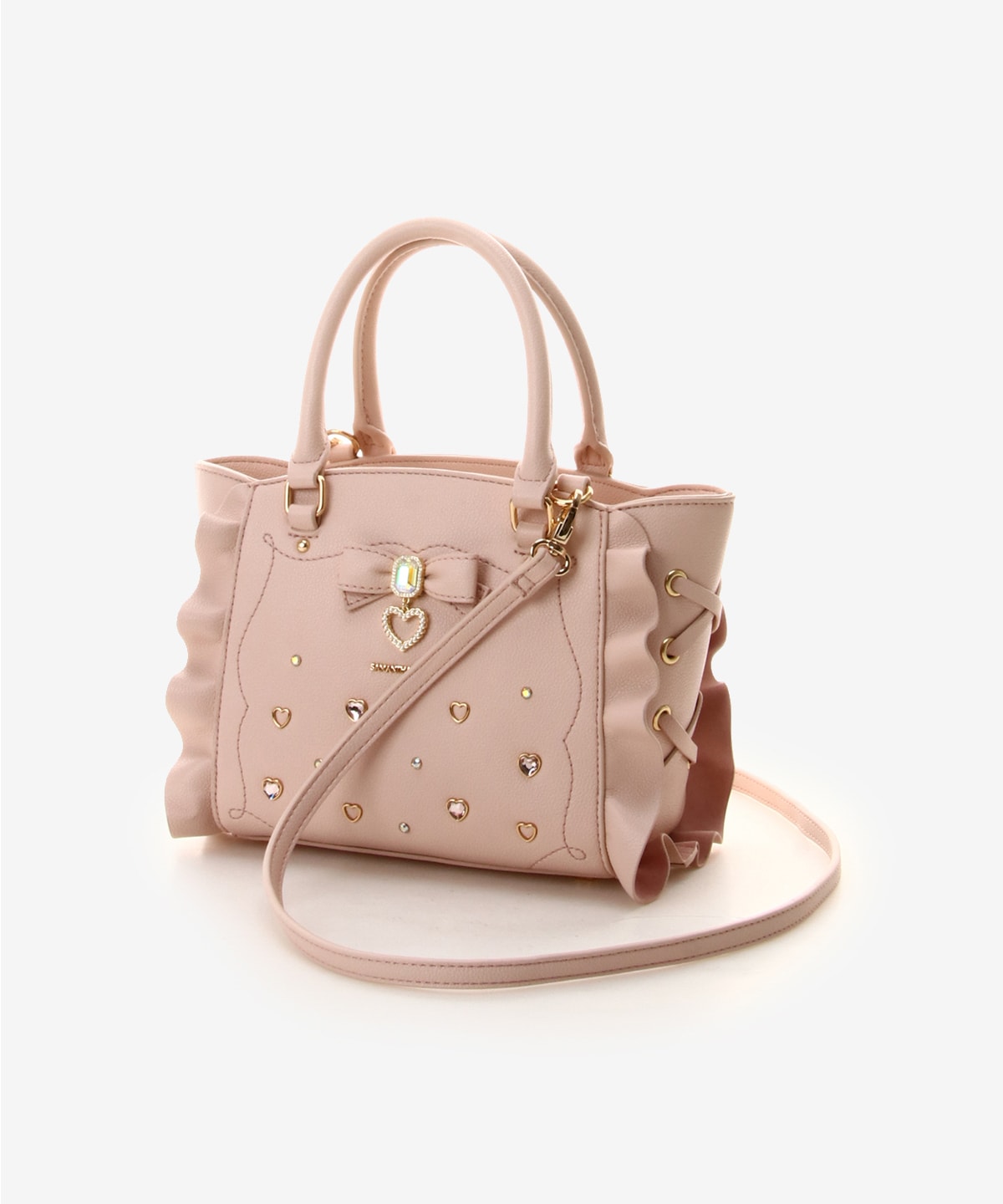 SAMANTHAVEGA Side Lace-Up Ribbon Bijou Mini Flutter Bag | 2-Way Elegant Shoulder & Handbag