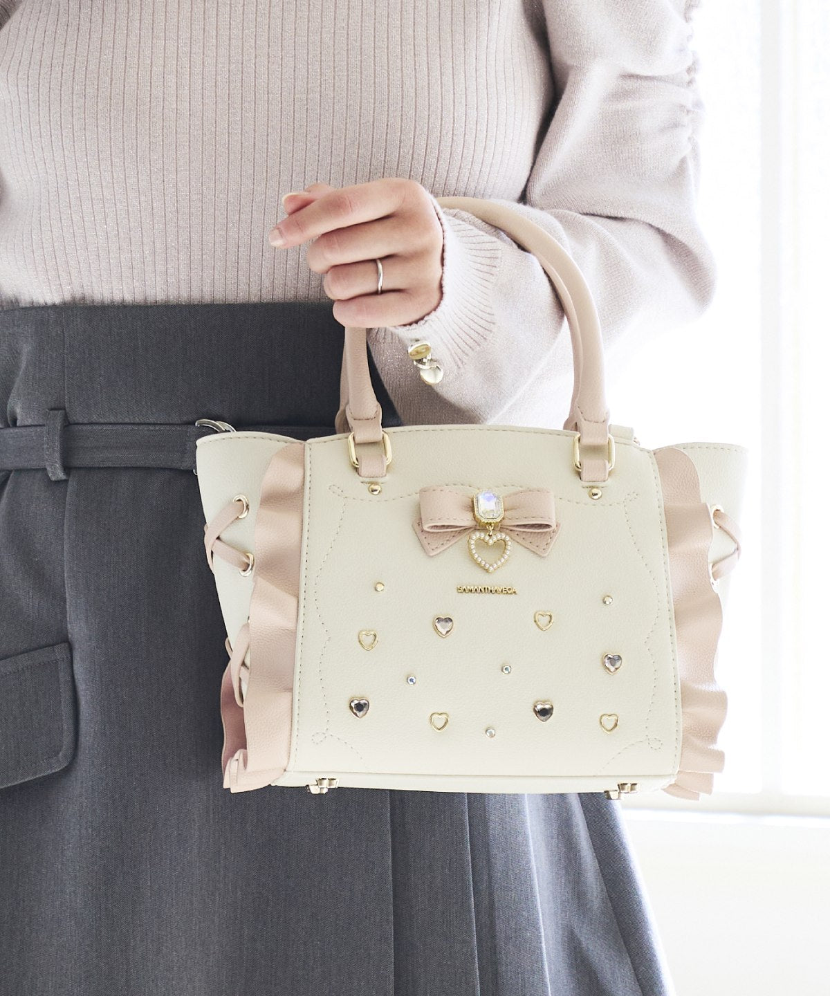 SAMANTHAVEGA Ribbon Jewelry Flutter Mini Bag  2-Way Pastel Bijou Shoulder & Handbag