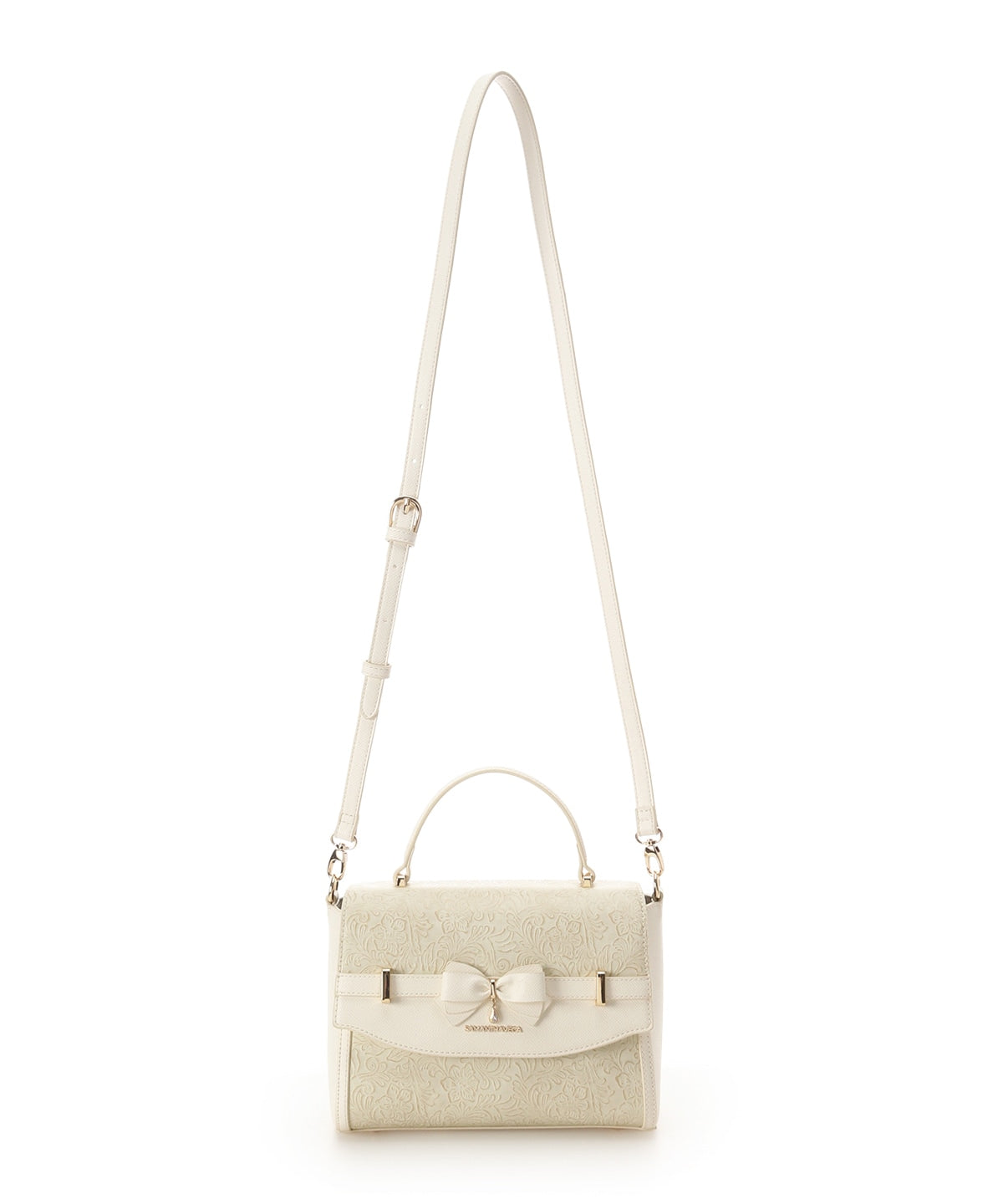 SAMANTHAVEGA Floral Accent Ribbon Shoulder Bag  Elegant Embossed Flower Design & 2-Way Style