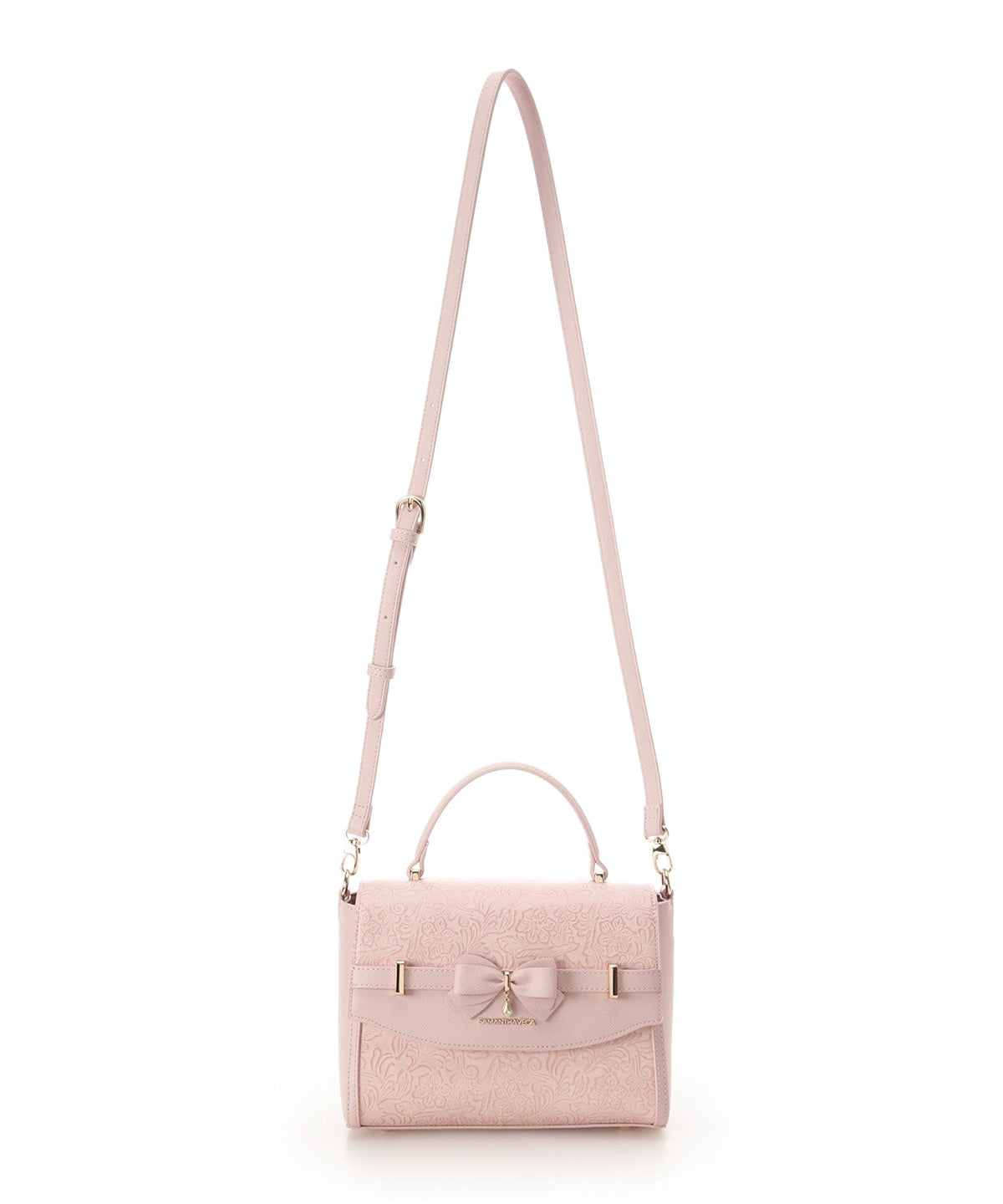 SAMANTHAVEGA Floral Accent Ribbon Shoulder Bag  Elegant Embossed Flower Design & 2-Way Style