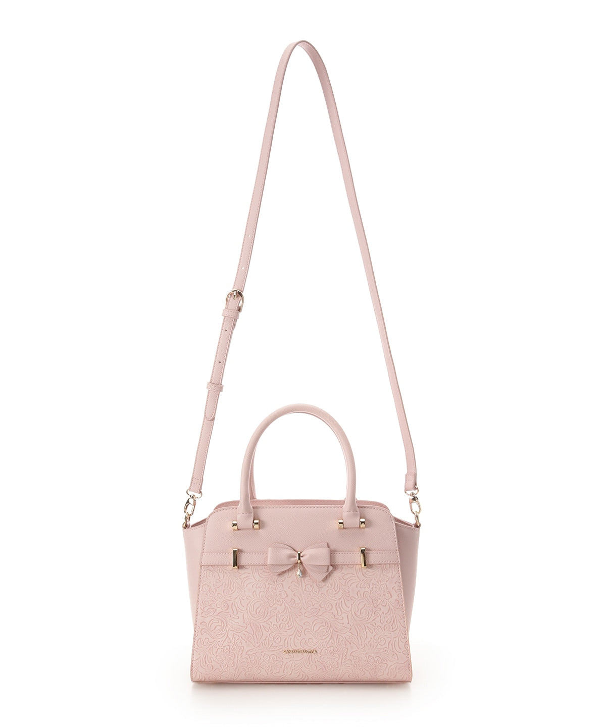 SAMANTHAVEGA Floral Accent Ribbon Handbag | 2-Way Shoulder & Tote with Elegant Cutwork Design