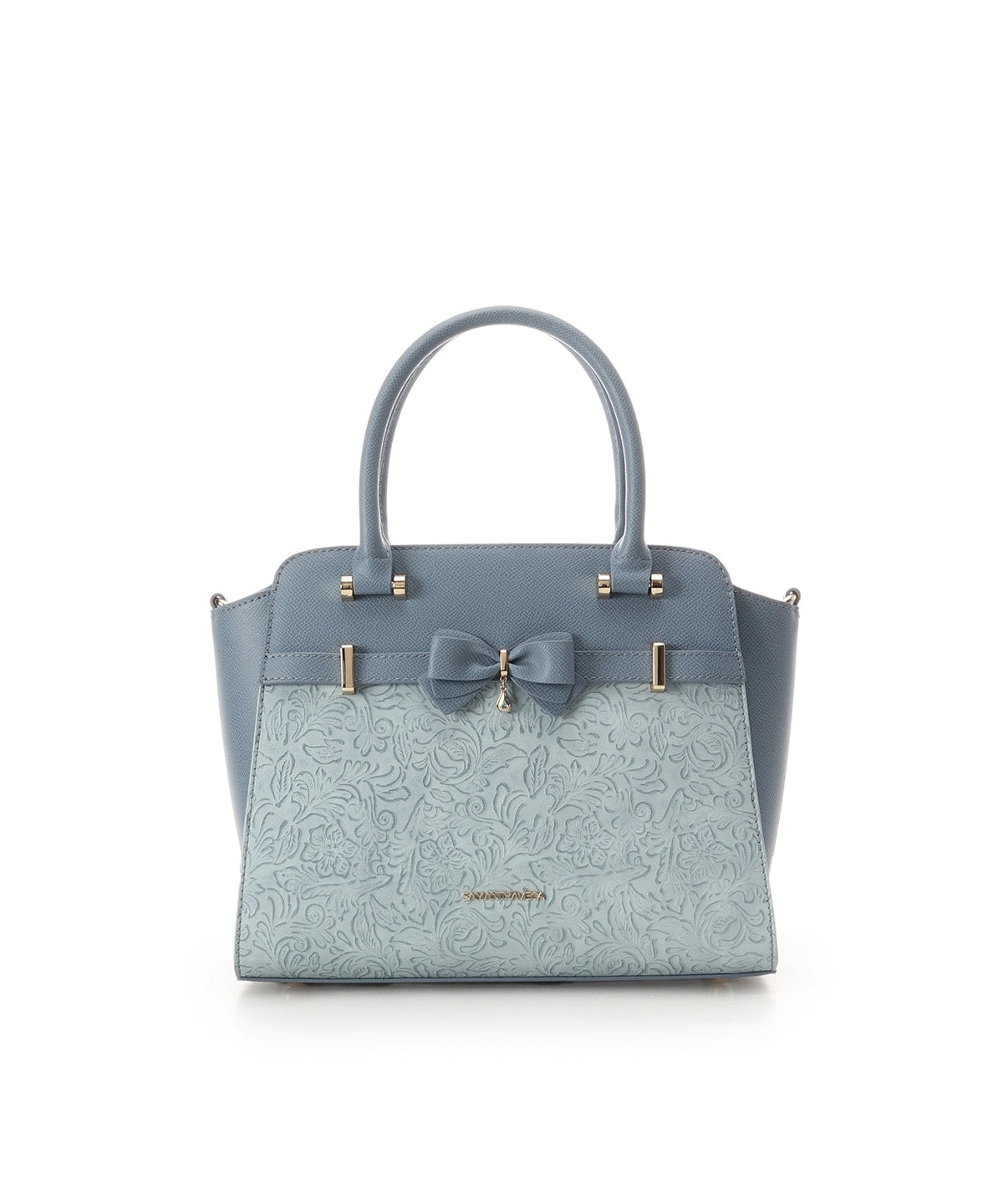 SAMANTHAVEGA Floral Accent Ribbon Handbag | 2-Way Shoulder & Tote with Elegant Cutwork Design