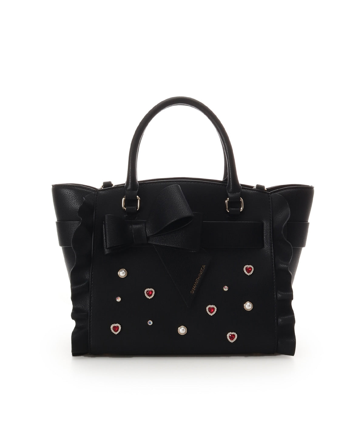 SAMANTHAVEGA Blossom Ribbon Flutter (Small) | Jewel Heart & Pearl Embellished 2-Way Bag