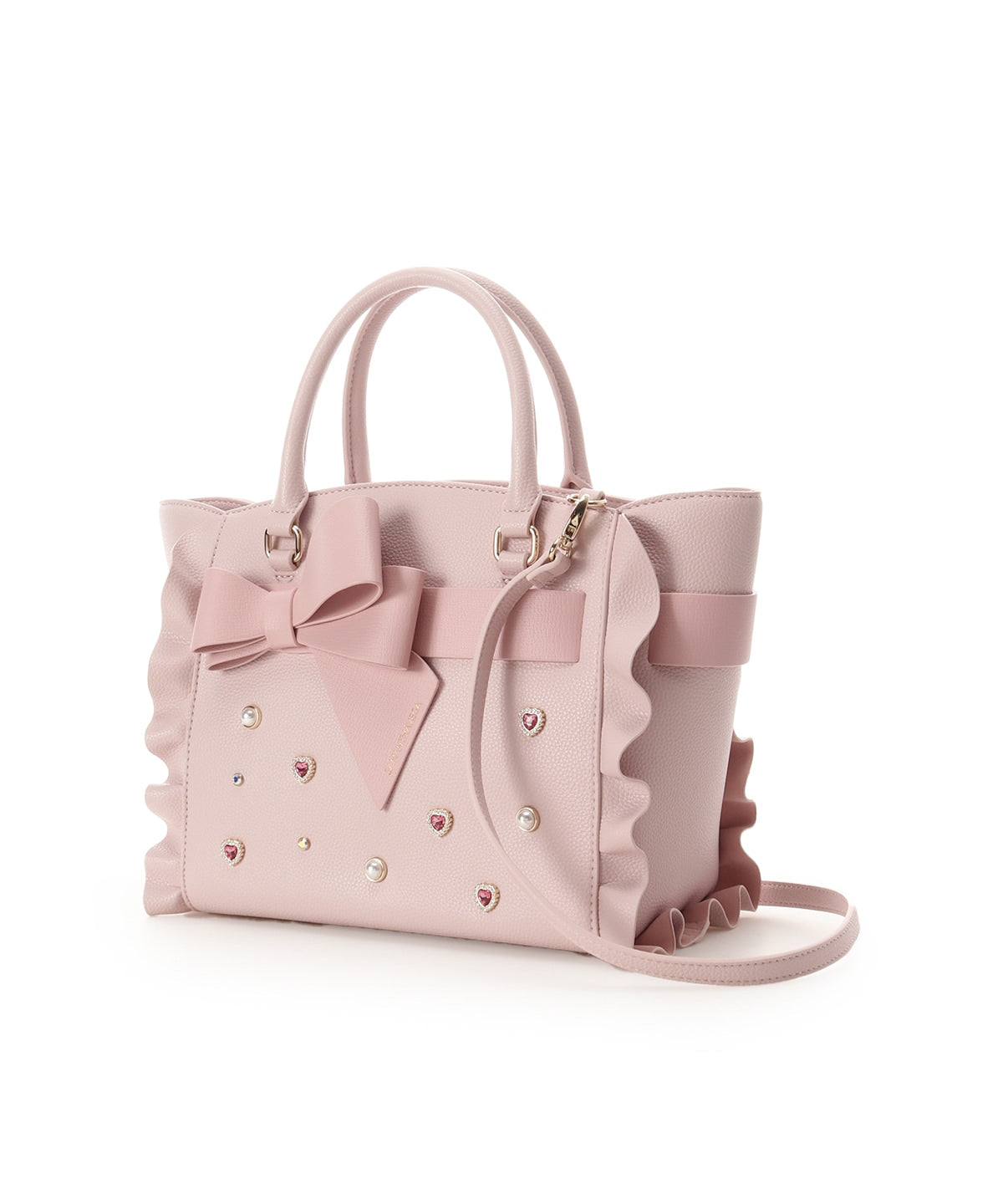 SAMANTHAVEGA Blossom Ribbon Flutter (Small) | Jewel Heart & Pearl Embellished 2-Way Bag