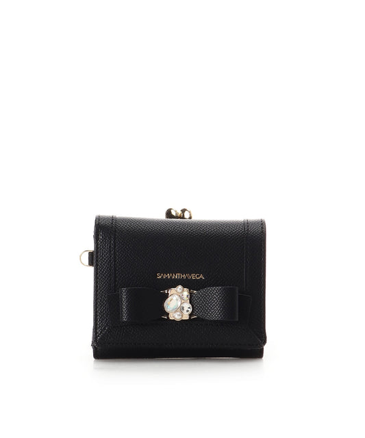 SAMANTHAVEGA Jewel Ribbon Folding Wallet | Compact & Elegant Mini Wallet with Bijou Accent