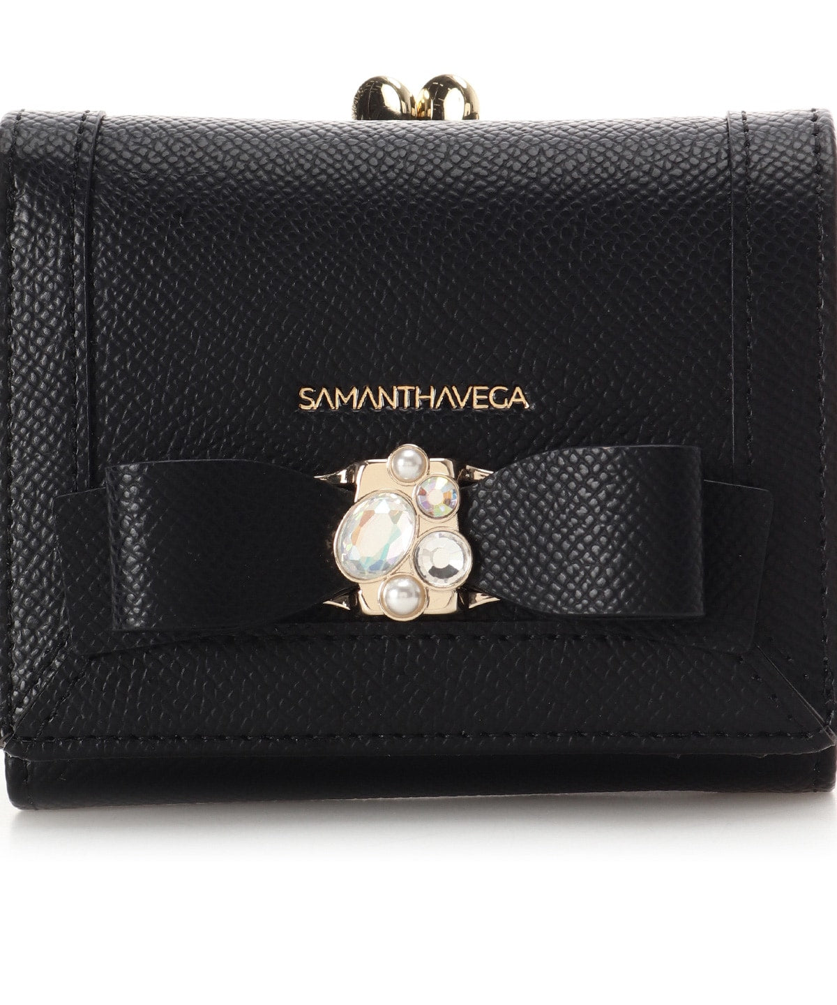 SAMANTHAVEGA Jewel Ribbon Folding Wallet | Compact & Elegant Mini Wallet with Bijou Accent