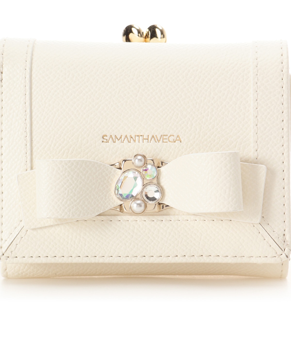 SAMANTHAVEGA Jewel Ribbon Folding Wallet | Compact & Elegant Mini Wallet with Bijou Accent