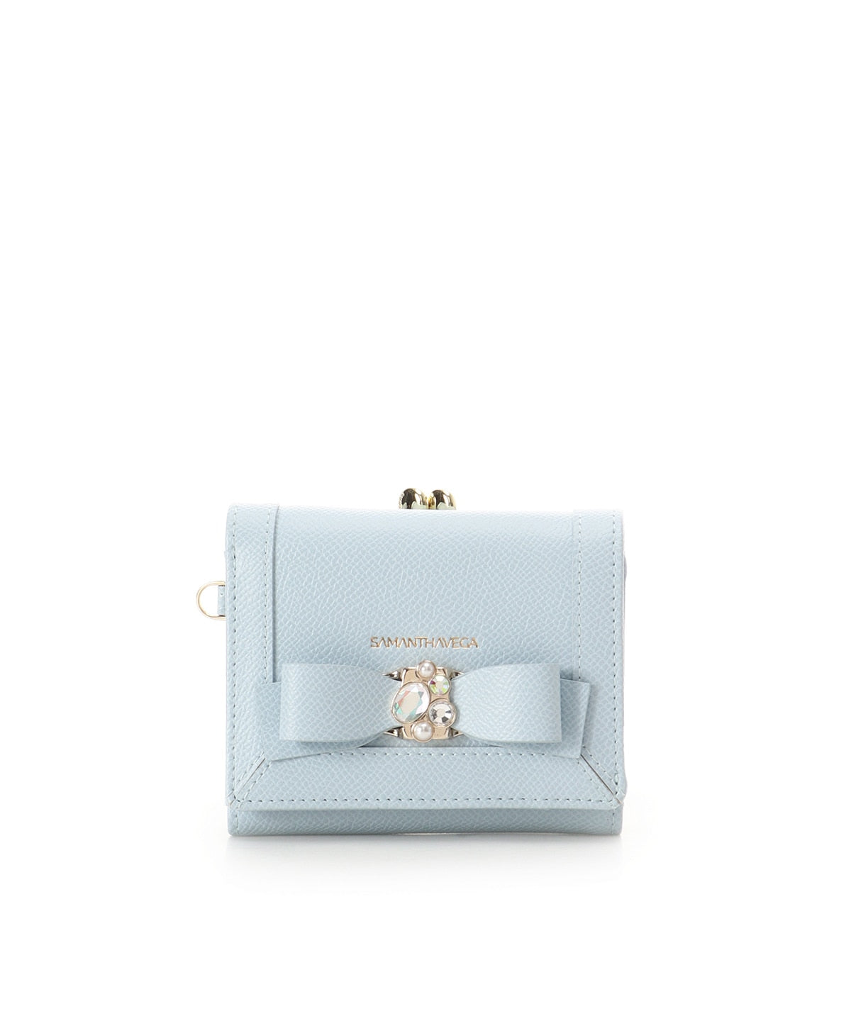 SAMANTHAVEGA Jewel Ribbon Folding Wallet | Compact & Elegant Mini Wallet with Bijou Accent