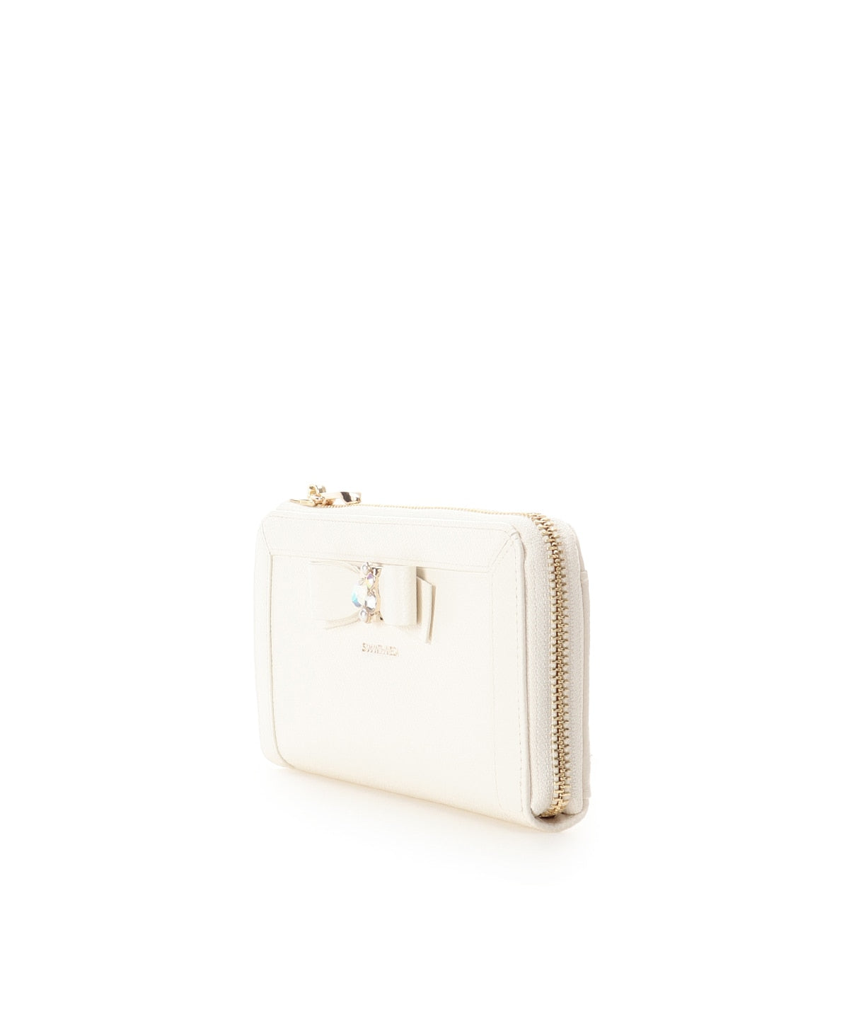 SAMANTHAVEGA Jewel Ribbon Long Wallet | Elegant L-Zip with Bijou Accent