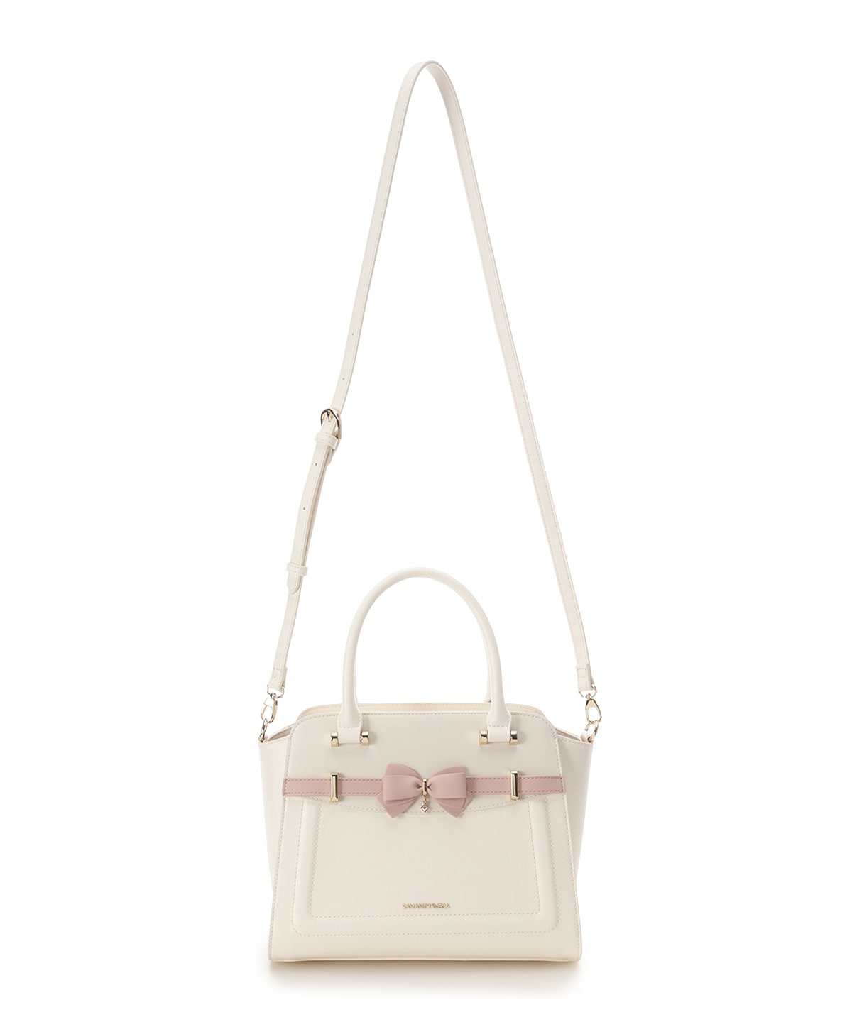 SAMANTHAVEGA Bi-Color Accent Ribbon Handbag  Elegant 2-Way Tote with Detachable Strap