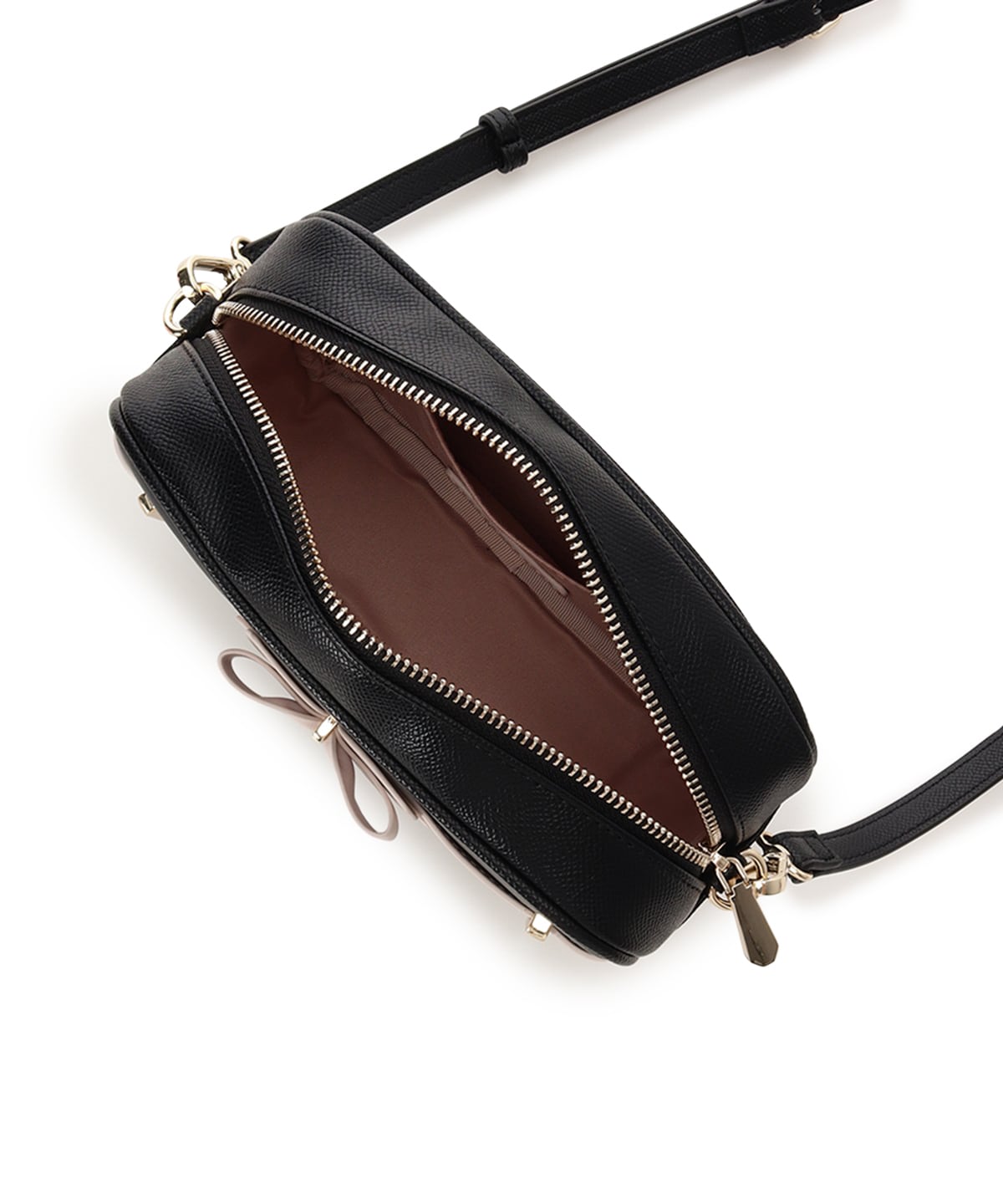 SAMANTHAVEGA Bicolor Accent Ribbon Mini Shoulder Bag  Adjustable Crossbody with Elegant Ribbon Charm