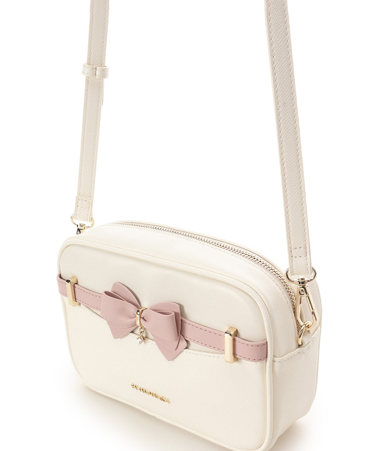 SAMANTHAVEGA Bicolor Accent Ribbon Mini Shoulder Bag  Adjustable Crossbody with Elegant Ribbon Charm