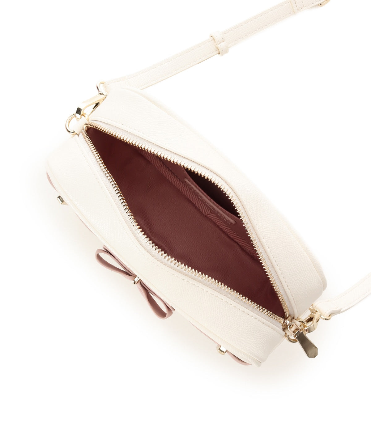 SAMANTHAVEGA Bicolor Accent Ribbon Mini Shoulder Bag  Adjustable Crossbody with Elegant Ribbon Charm