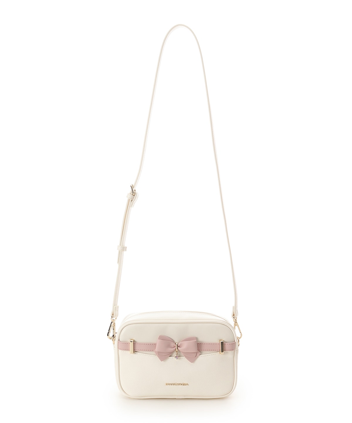 SAMANTHAVEGA Bicolor Accent Ribbon Mini Shoulder Bag  Adjustable Crossbody with Elegant Ribbon Charm