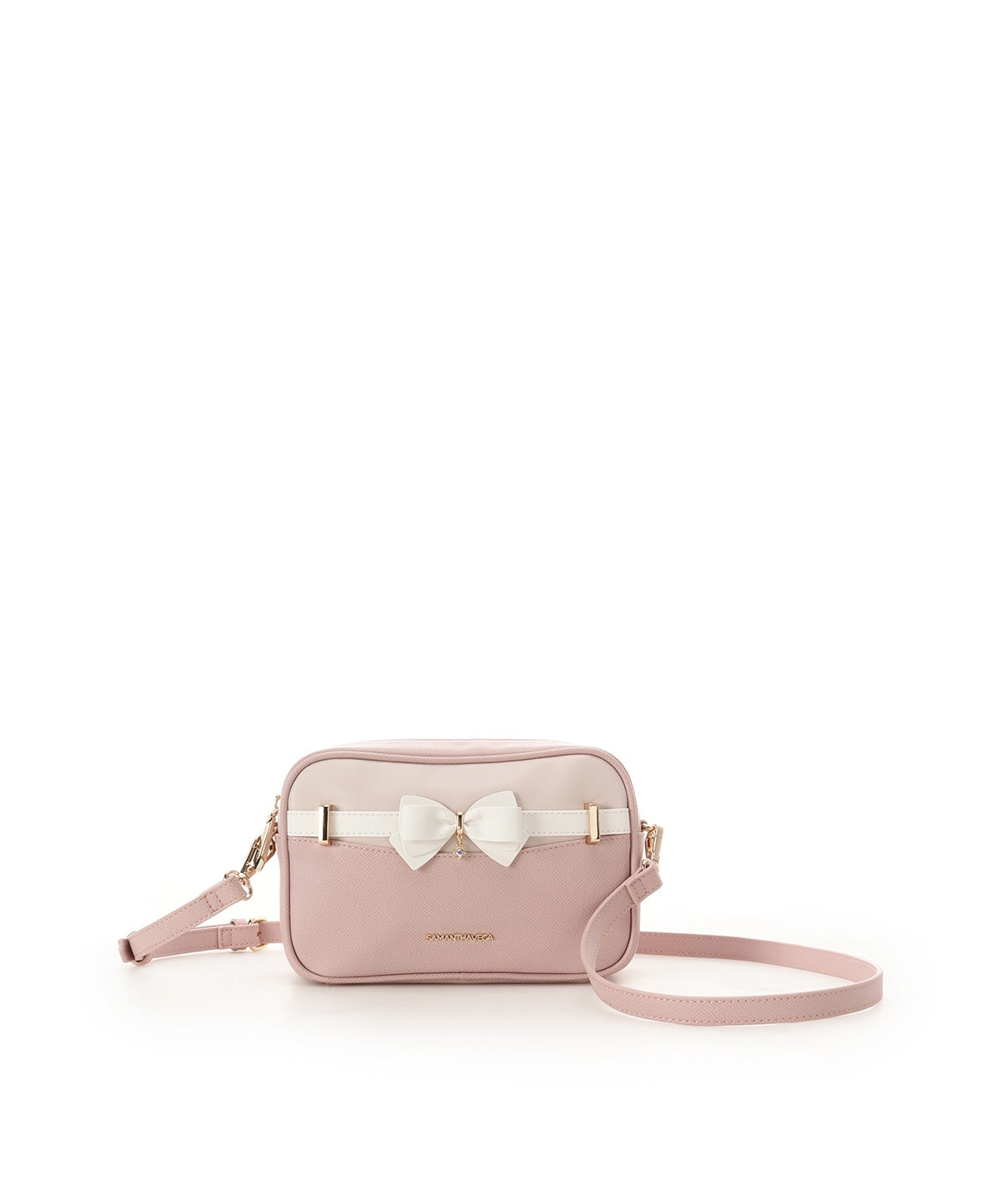 SAMANTHAVEGA Bicolor Accent Ribbon Mini Shoulder Bag  Adjustable Crossbody with Elegant Ribbon Charm