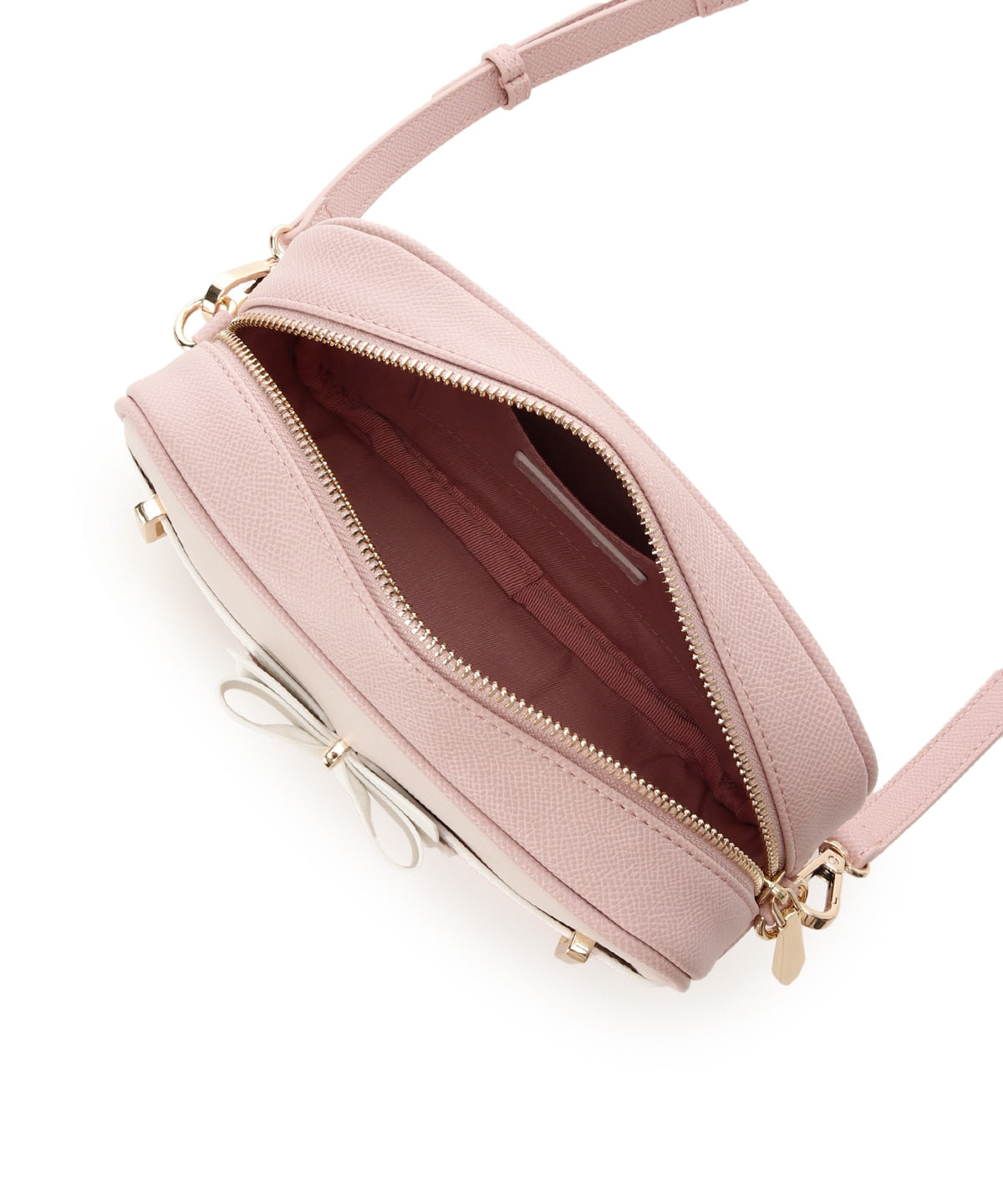 SAMANTHAVEGA Bicolor Accent Ribbon Mini Shoulder Bag  Adjustable Crossbody with Elegant Ribbon Charm