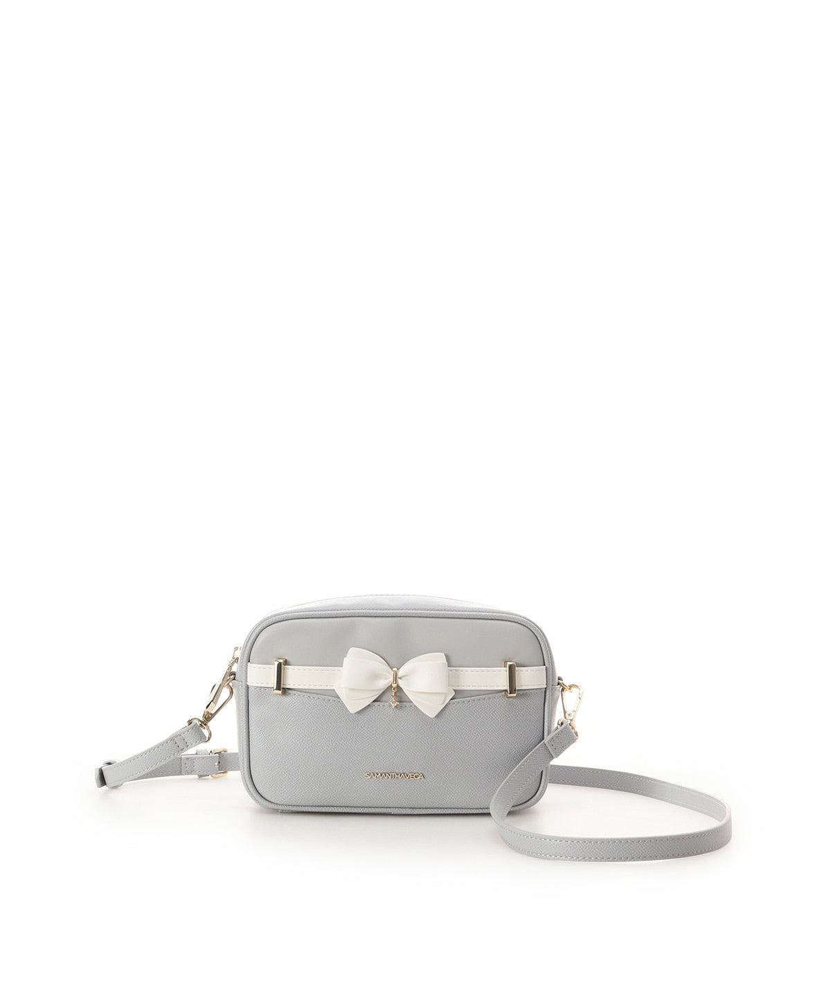 SAMANTHAVEGA Bicolor Accent Ribbon Mini Shoulder Bag  Adjustable Crossbody with Elegant Ribbon Charm