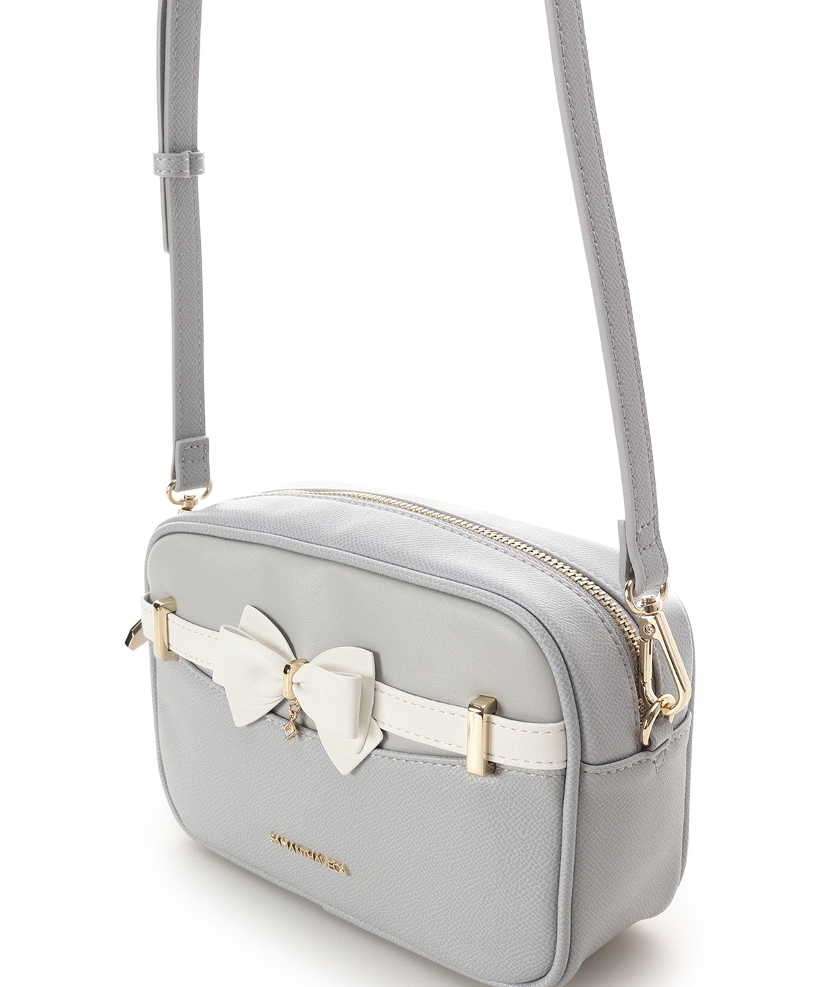SAMANTHAVEGA Bicolor Accent Ribbon Mini Shoulder Bag  Adjustable Crossbody with Elegant Ribbon Charm