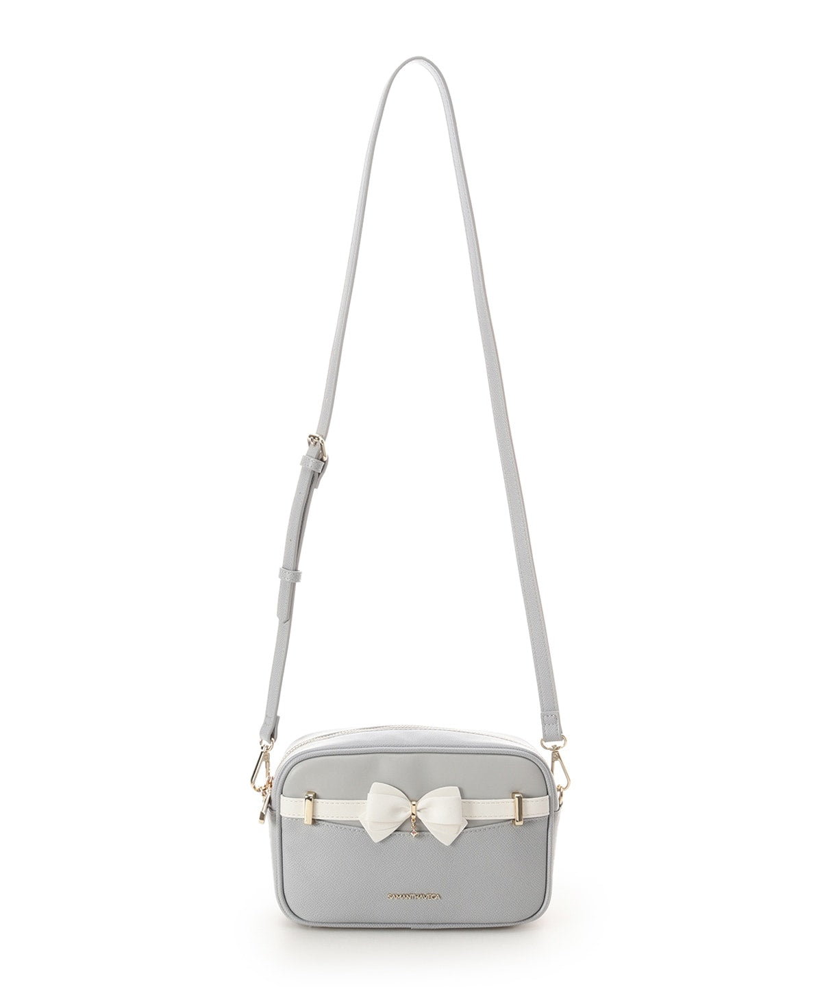 SAMANTHAVEGA Bicolor Accent Ribbon Mini Shoulder Bag  Adjustable Crossbody with Elegant Ribbon Charm