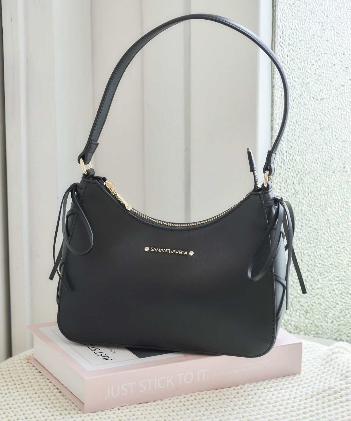 SAMANTHAVEGA Balletcore Lace-Up One-Shoulder Bag | Trendy Korean-Inspired Crossbody
