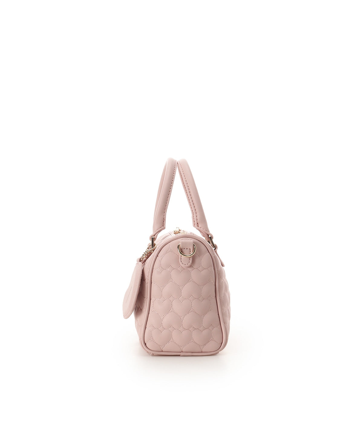SAMANTHAVEGA Eternal Heart Quilted Boston Bag | 2-Way Handbag with Detachable Mirror
