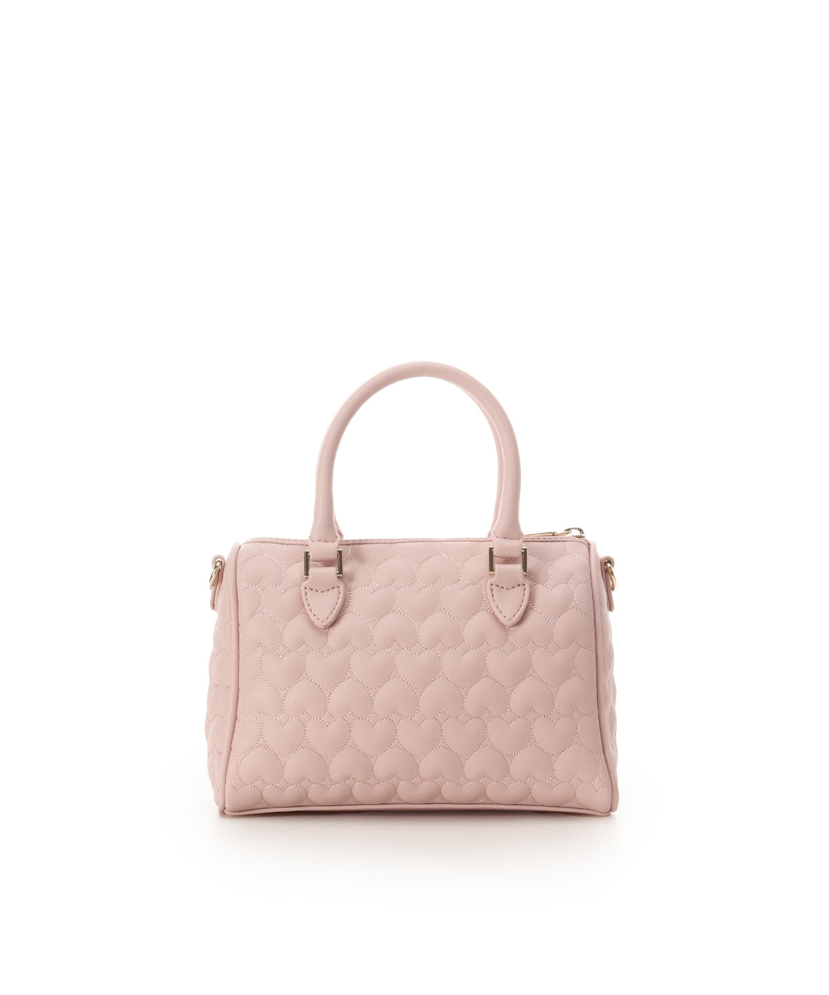SAMANTHAVEGA Eternal Heart Quilted Boston Bag | 2-Way Handbag with Detachable Mirror