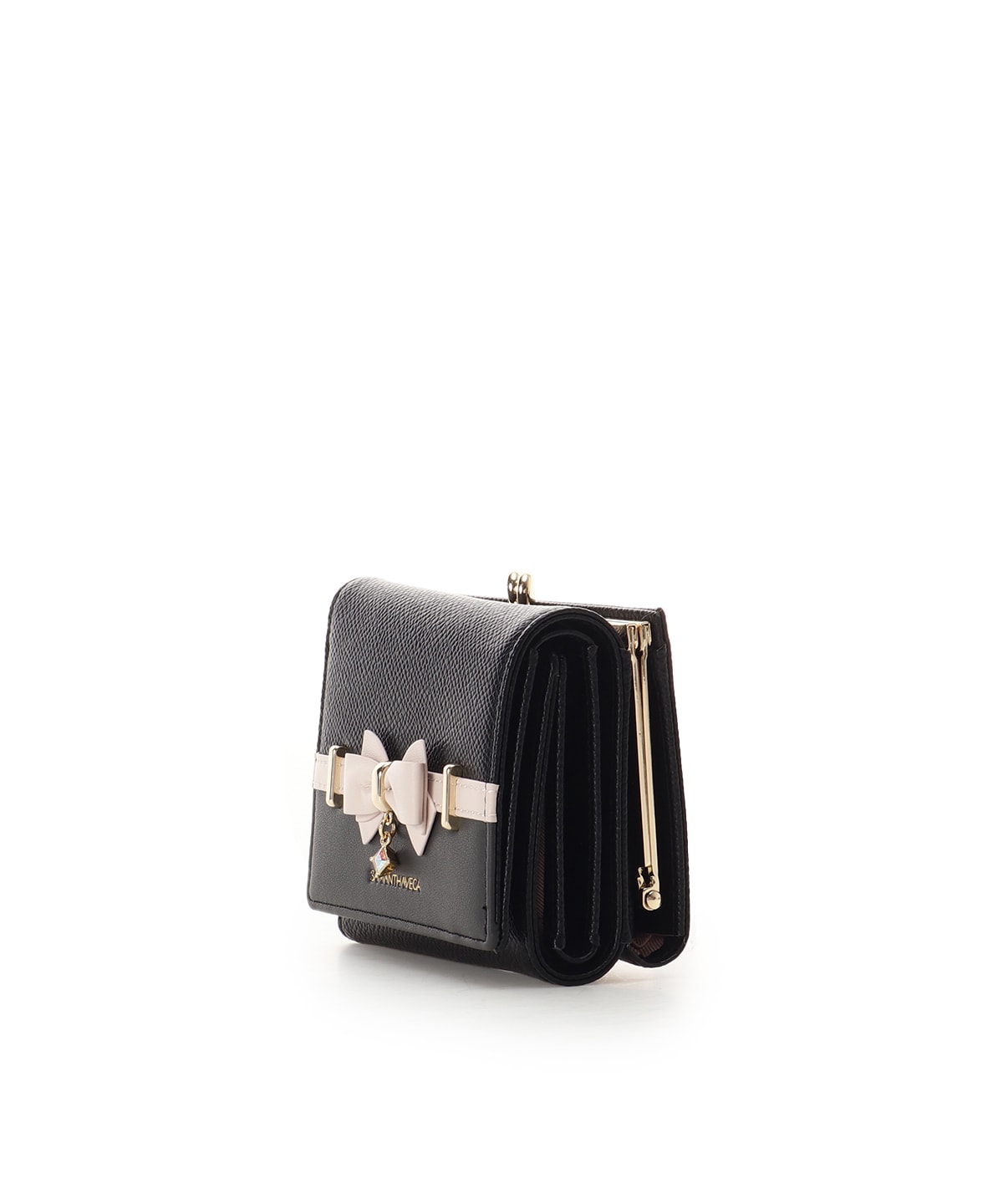 SAMANTHAVEGA Bicolor Accent Ribbon Folding Wallet | Cute & Compact with Stone Charm