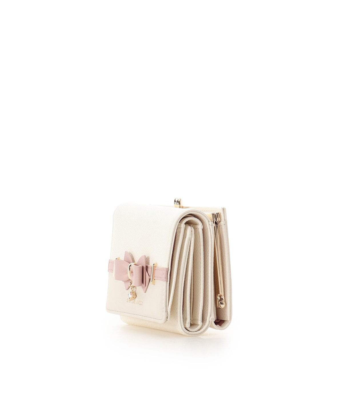 SAMANTHAVEGA Bicolor Accent Ribbon Folding Wallet | Cute & Compact with Stone Charm