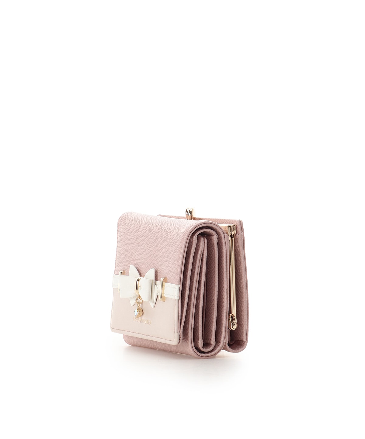 SAMANTHAVEGA Bicolor Accent Ribbon Folding Wallet | Cute & Compact with Stone Charm