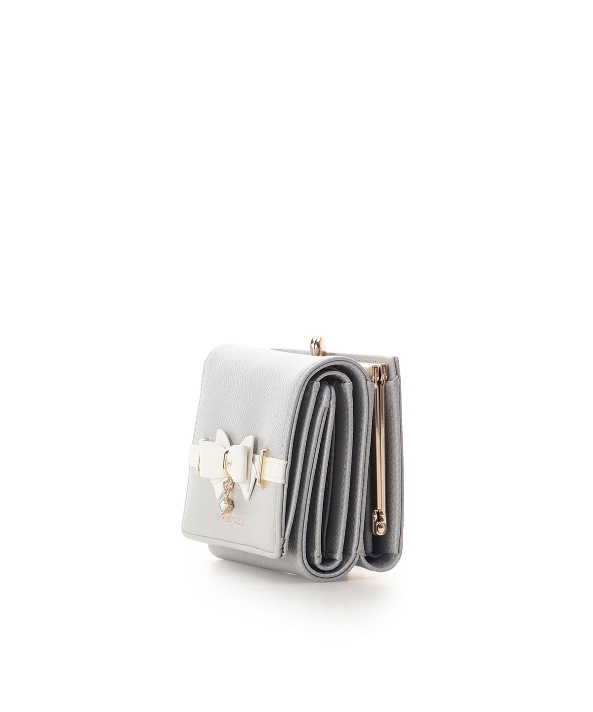 SAMANTHAVEGA Bicolor Accent Ribbon Folding Wallet | Cute & Compact with Stone Charm