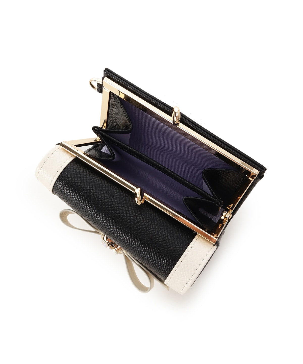 SAMANTHAVEGA Bicolor Jewel Ribbon Fold Wallet | Compact & Elegant Bijou Design