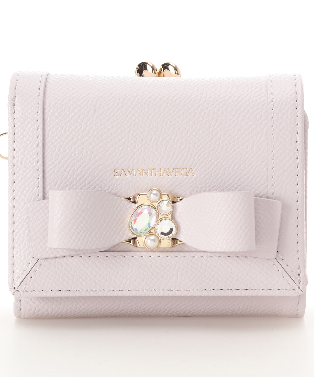 SAMANTHAVEGA Bicolor Jewel Ribbon Fold Wallet | Compact & Elegant Bijou Design
