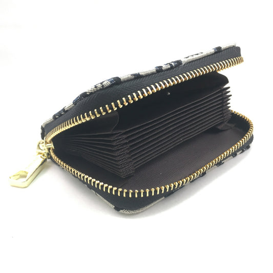 EYE THEME Jacquard Card Case – Stylish & Compact Wallet with Synthetic Leather Accents (Holds 10+ Cards)