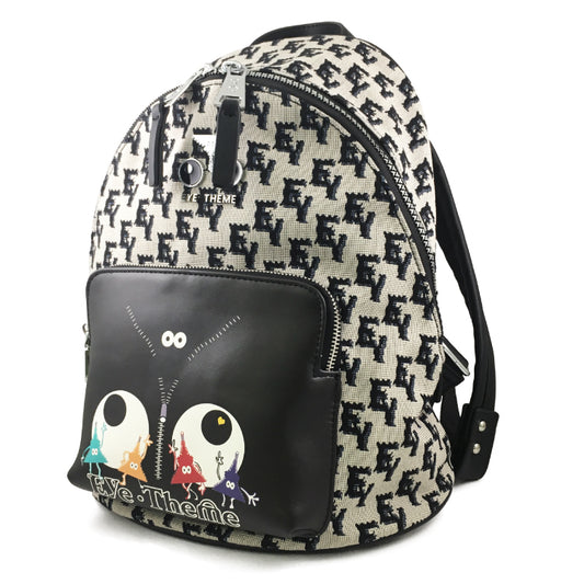 EYE THEME Jacquard Backpack – Stylish & Functional Statement Piece with Synthetic Leather Accents