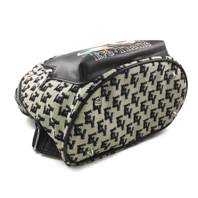 EYE THEME Jacquard Backpack – Stylish & Functional Statement Piece with Synthetic Leather Accents