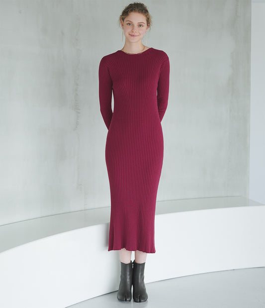 Rib Knit Flare Dress  Slimming Mermaid Silhouette with Refined Elegance