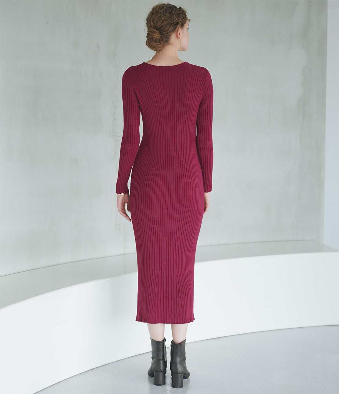 Rib Knit Flare Dress  Slimming Mermaid Silhouette with Refined Elegance