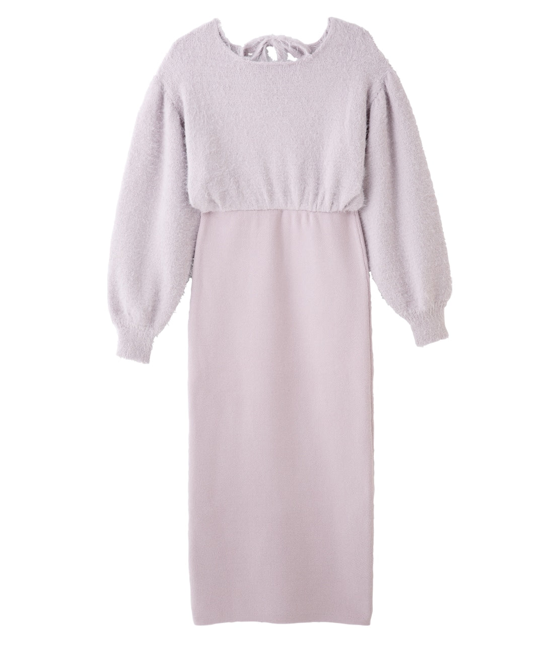 Shaggy Knit & Ribbed Tight Skirt Dress  Effortless Elegance in One