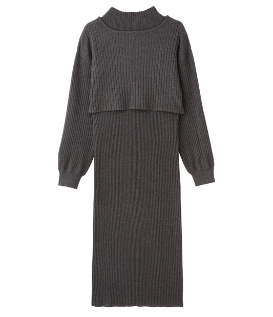 Knit Set-Up Dress with Cropped Top  Chic 2-Piece for Effortless Styling
