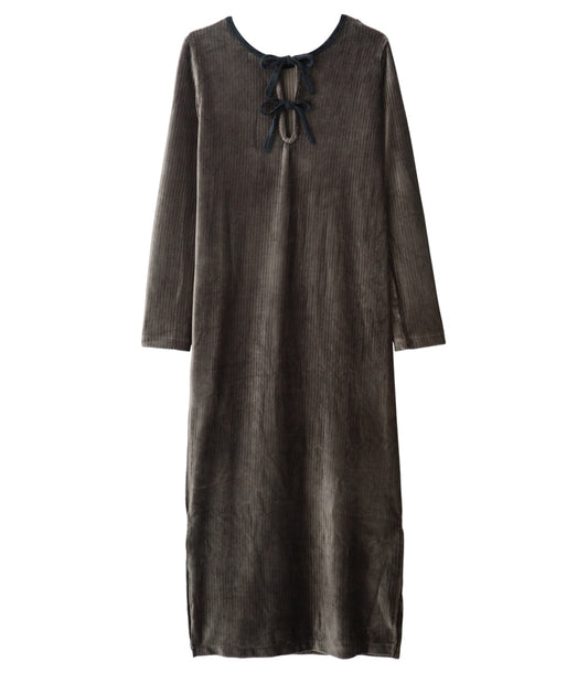 2-Way Velour Long Dress  Elegant Shine & Refined Silhouette