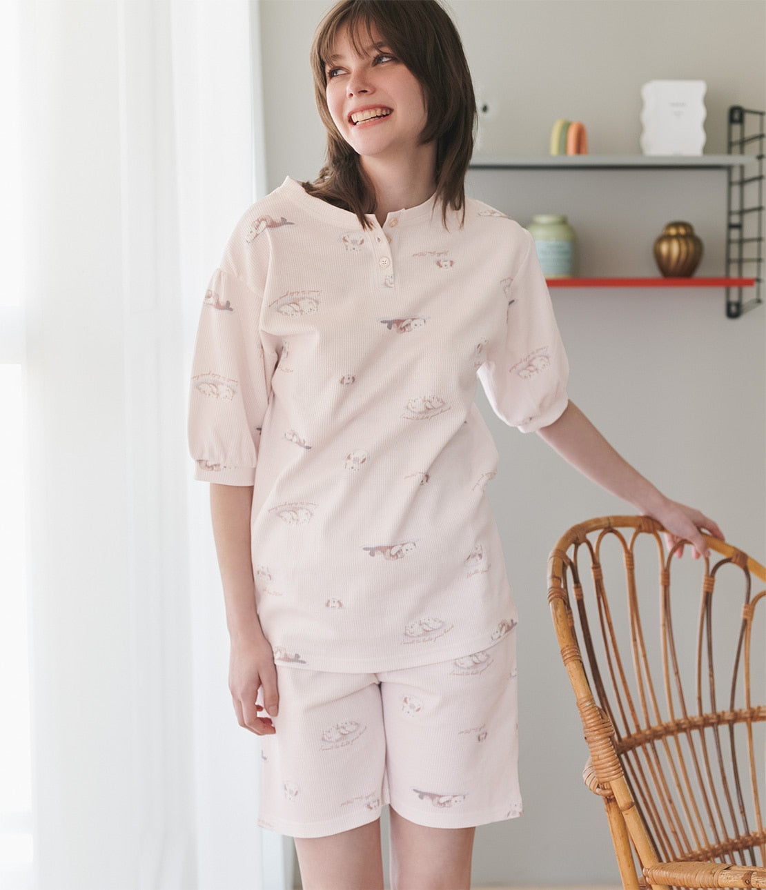 Thermal HARA-Maki Pajama Set  Waffle Cotton Blend with Tummy Warmer