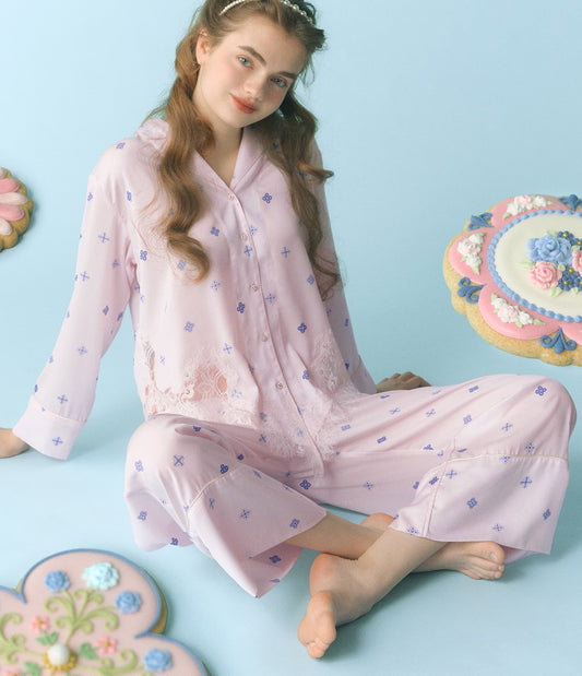 Confetti Satin Pajamas  KUNIKA Collaboration  Sweet-Inspired Romantic Loungewear