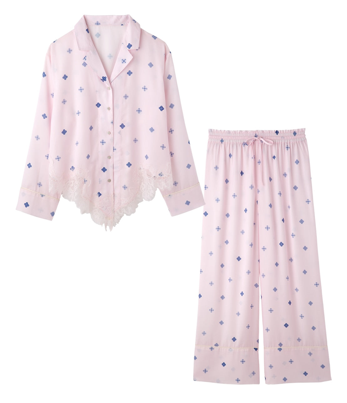 Confetti Satin Pajamas  KUNIKA Collaboration  Sweet-Inspired Romantic Loungewear