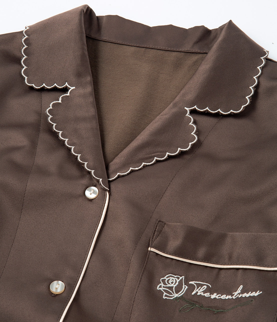 Brushed Satin Shirt Pajama Set | Cozy Winter Loungewear with Embroidered Messages