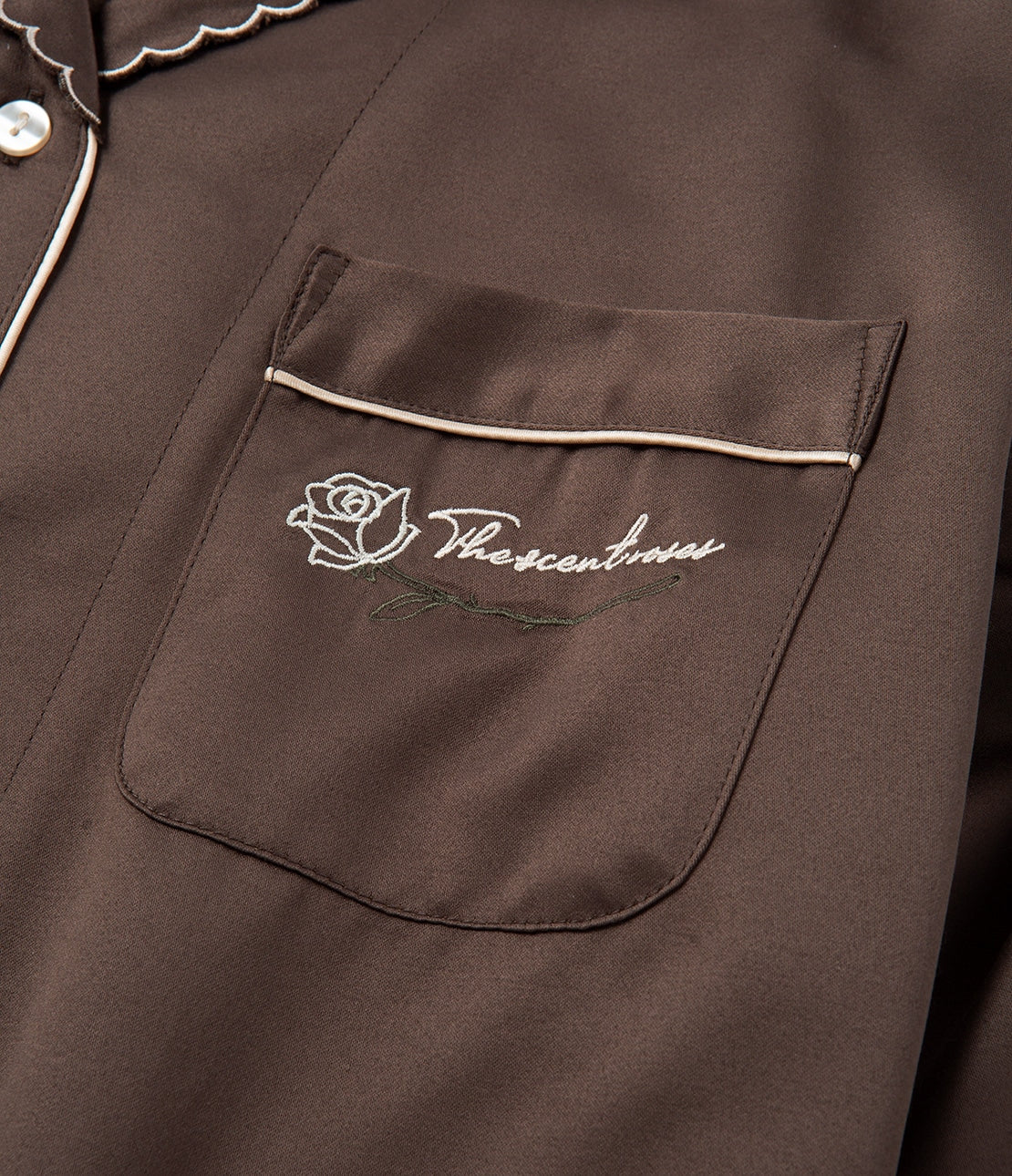 Brushed Satin Shirt Pajama Set | Cozy Winter Loungewear with Embroidered Messages