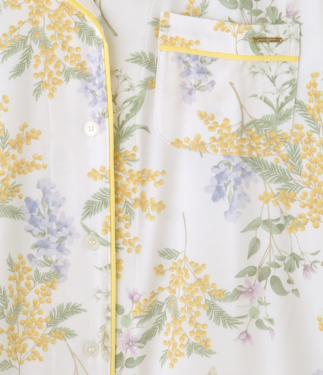 Cut & Sewn Print Shirt Pajamas  Smooth Stretch Fabric  Floral Loungewear