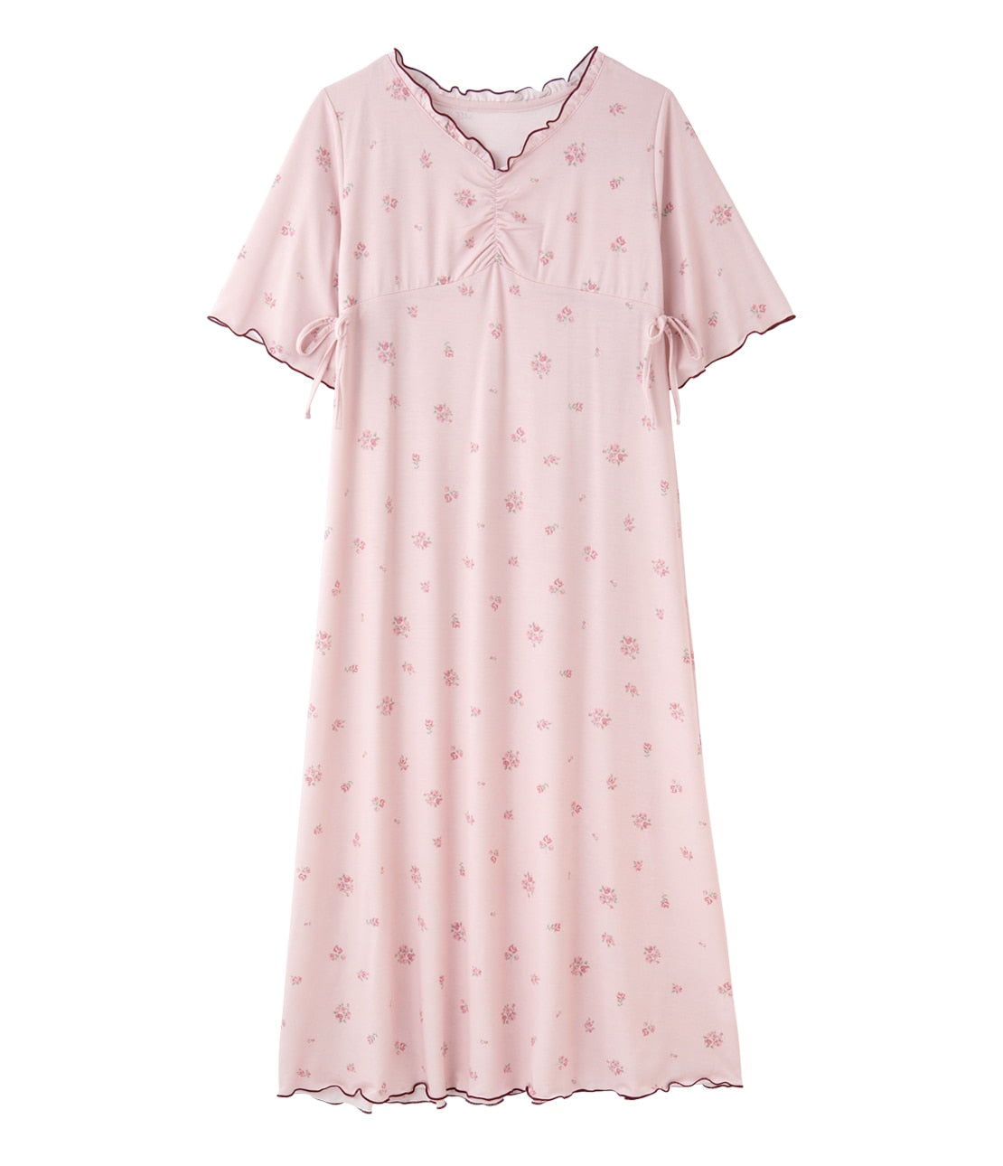 Floral Jersey Lounge Dress  Soft Stretch One-Piece with Feminine Details
