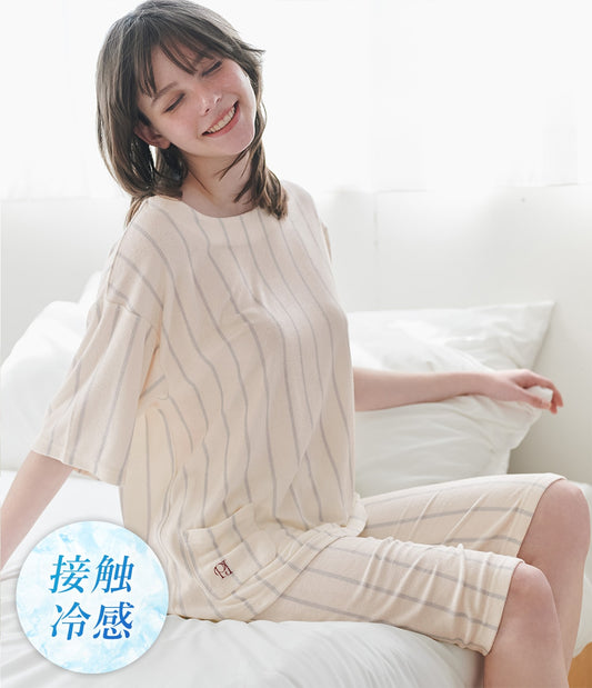 Cool Touch Pile Pajama Set | Refreshing Summer Loungewear in Stripe & Lemon