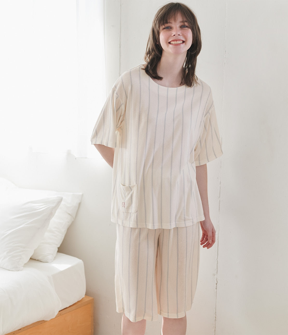 Cool Touch Pile Pajama Set | Refreshing Summer Loungewear in Stripe & Lemon